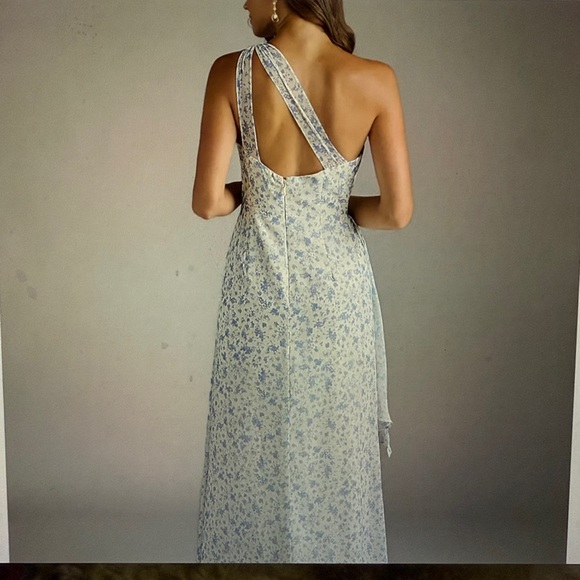 Azazie Maive One-Shoulder Floral sheath chiffon Dress - Picture 4 of 15